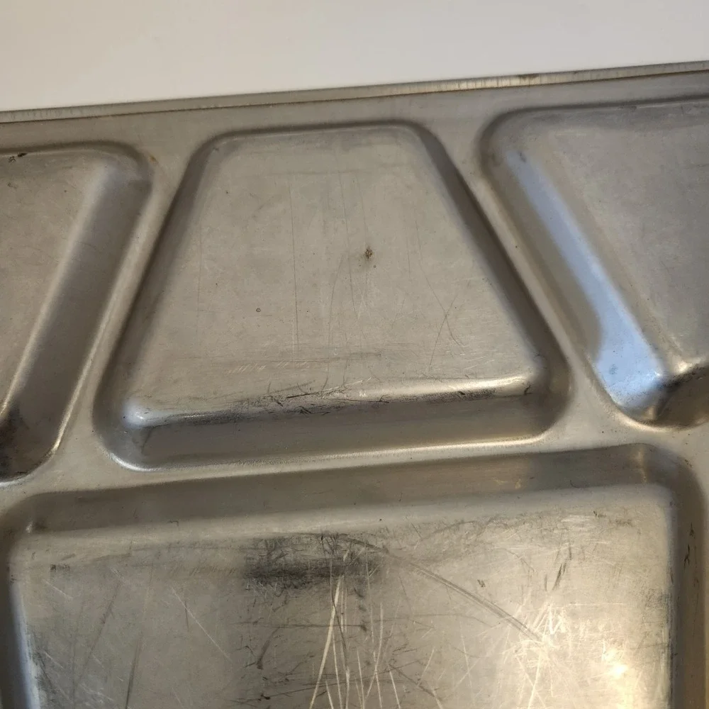 Vintage‎ US Navy USN Heavy Double Layer Riveted Steel Compartment Food Tray